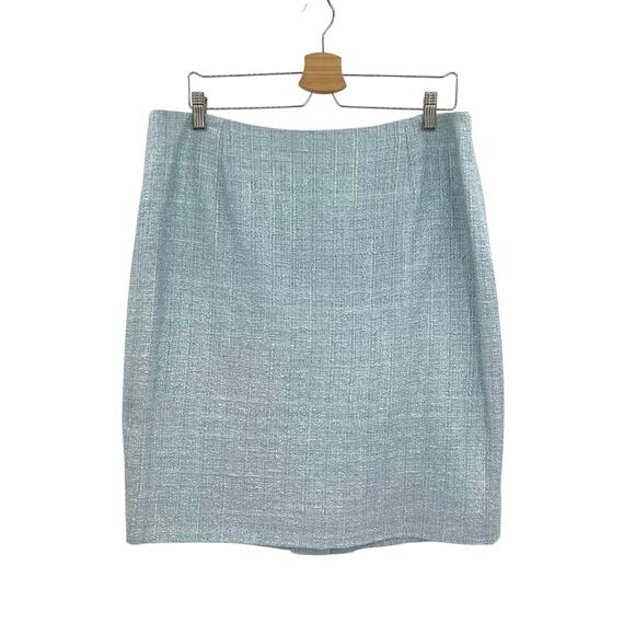 Escada Tweed Pencil Skirt Straight Boucle Classic‎ Light Blue Size 44 US 14 - Picture 1 of 9
